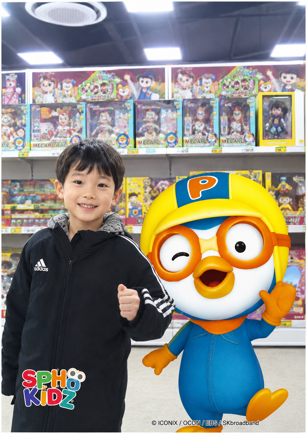 뽀로로 캐릭터와 함께 찍은 아이들의 현장 사진